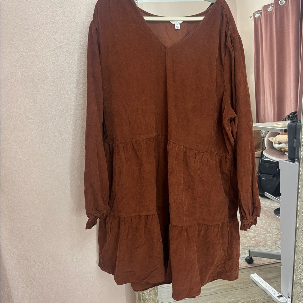 Time and Tru Rust Long Sleeve Dress